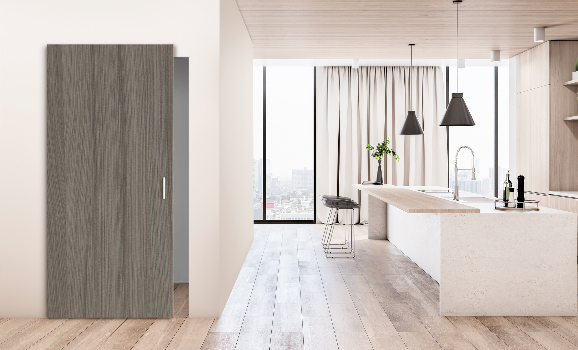 Magic2: Sistema invisibile brevettato per porte scorrevoli con fermi ...