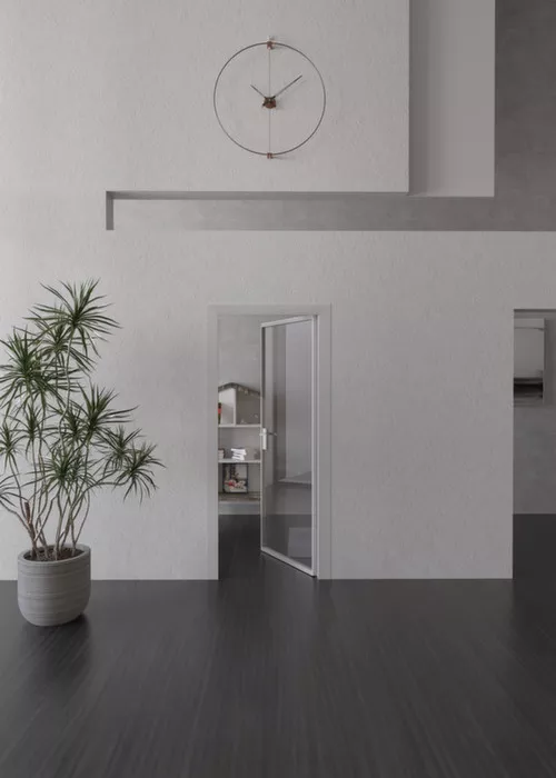 <p>Sistema Pivot a spingere, apertura fino a 90° (porta in vetro)</p>